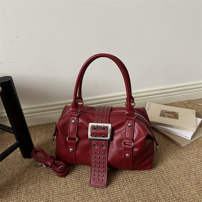 Punk Studded Boston Bag Top-Handle Shoulder Bag view 4