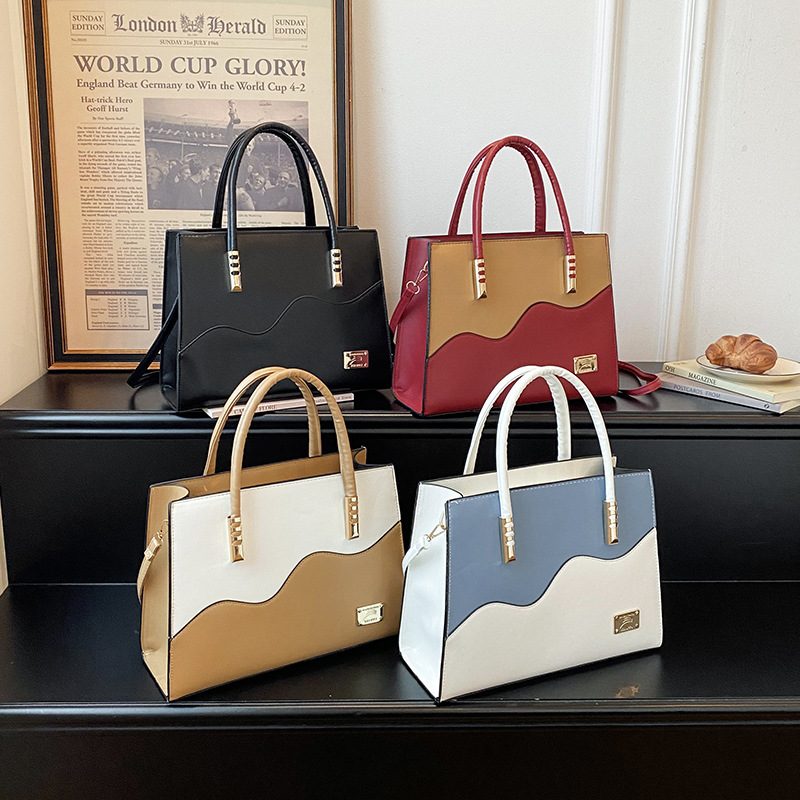 Spliced Large Capacity Top-Handle Shoulder Bag