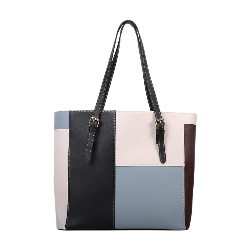 Sac cabas à bandoulière grande capacité color block view 8