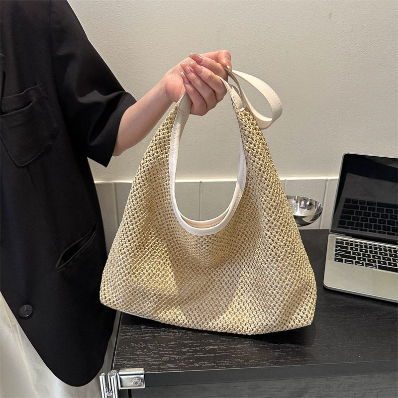 Woven Straw Tote Beach Shoulder Bag view 2