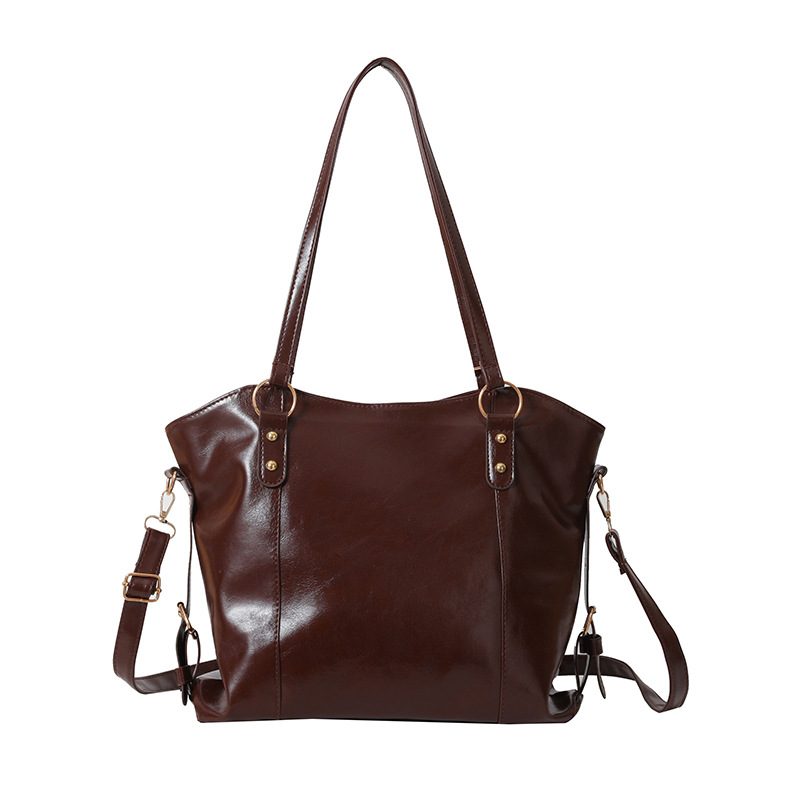 Vintage Waxed Leather Large Tote Shoulder Bag view 8