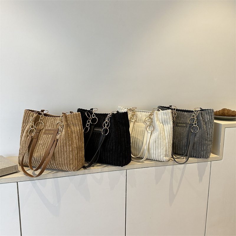 Corduroy Large Top-Handle Tote Bag