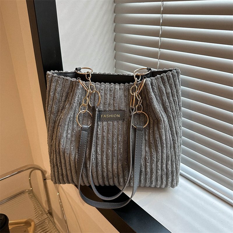 Corduroy Large Top-Handle Tote Bag view 3