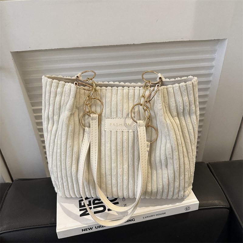 Corduroy Large Top-Handle Tote Bag view 4