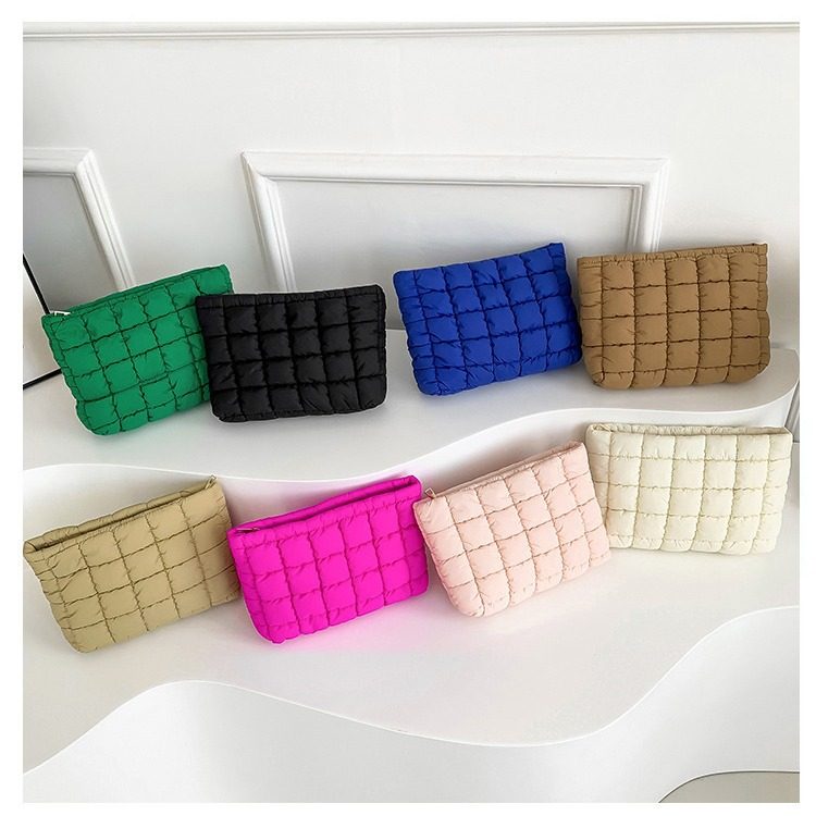 Cotton Checkered Top-Handle Tote Bag