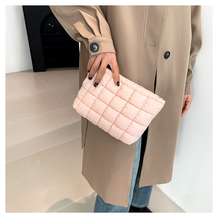 Cotton Checkered Top-Handle Tote Bag view 4