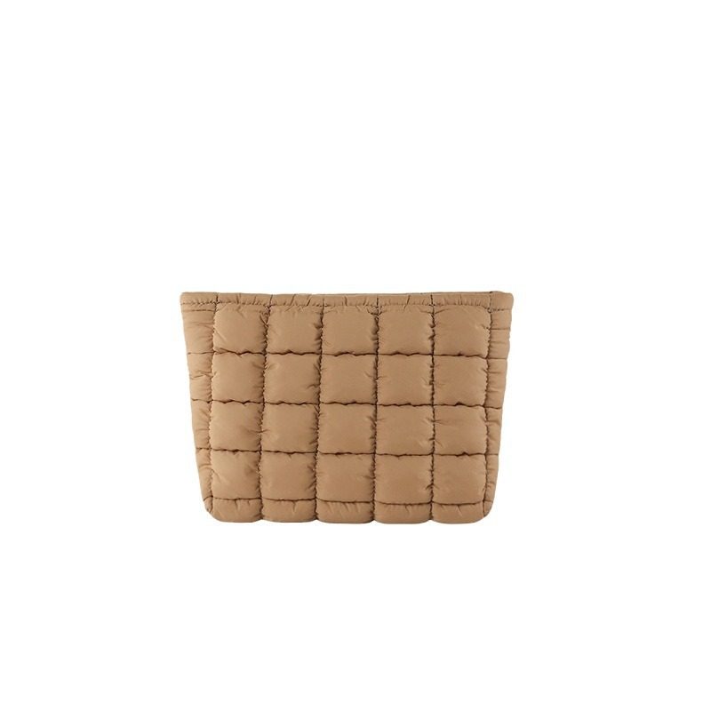 Cotton Checkered Top-Handle Tote Bag view 5