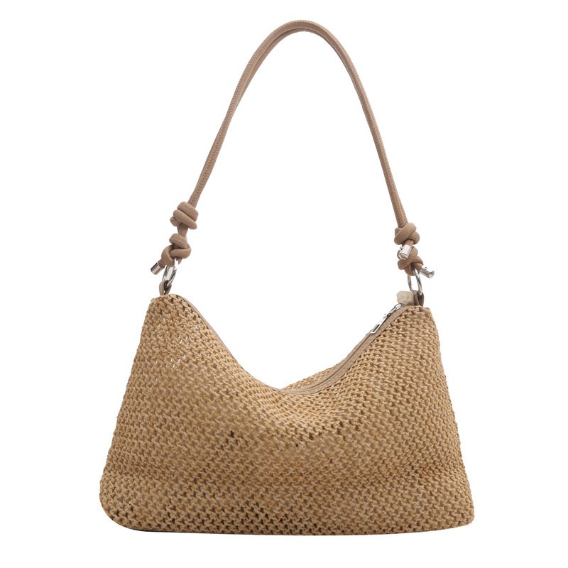 Woven Straw Beach Shoulder Tote Bag view 7