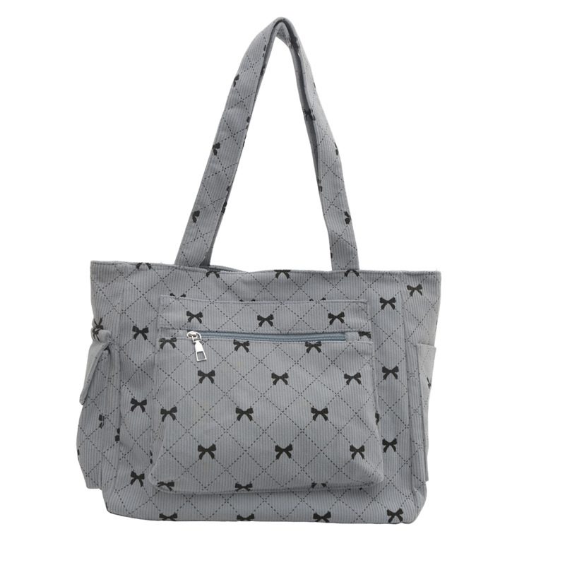 Corduroy Bow Large Capacity Tote Bag view 10