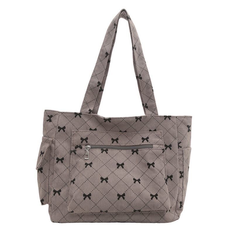 Corduroy Bow Large Capacity Tote Bag view 7