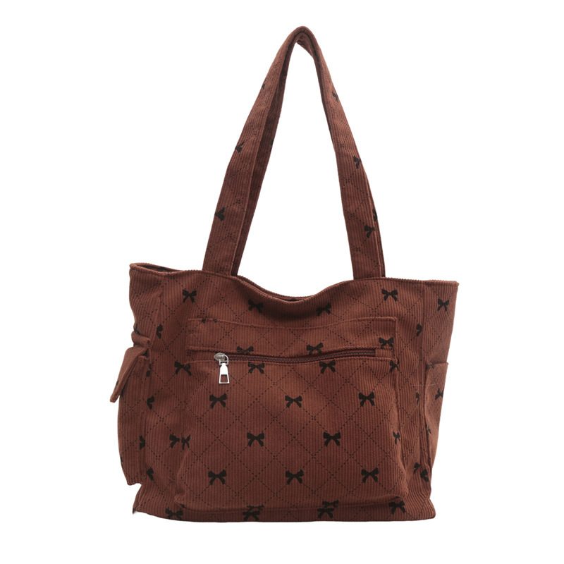 Corduroy Bow Large Capacity Tote Bag view 9