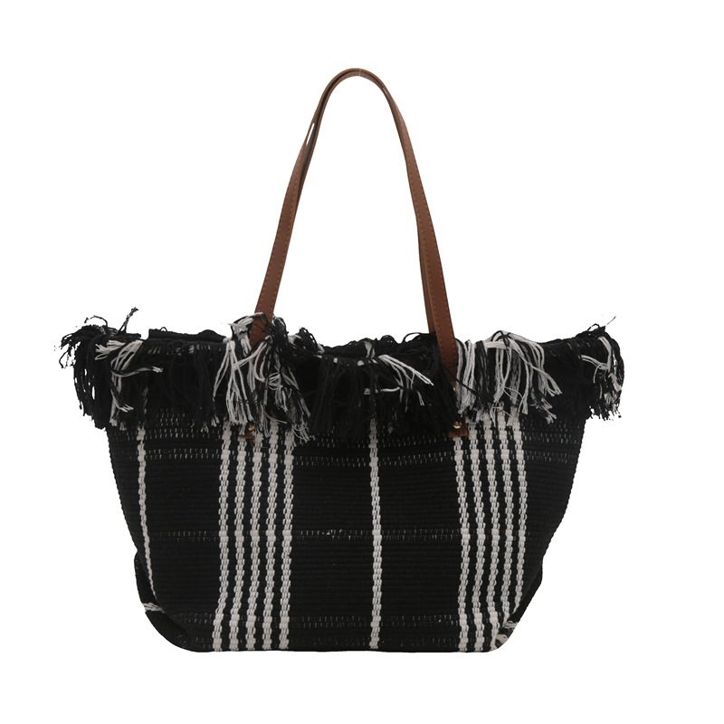 Canvas Fringe Large Capacity Tote Bag view 10