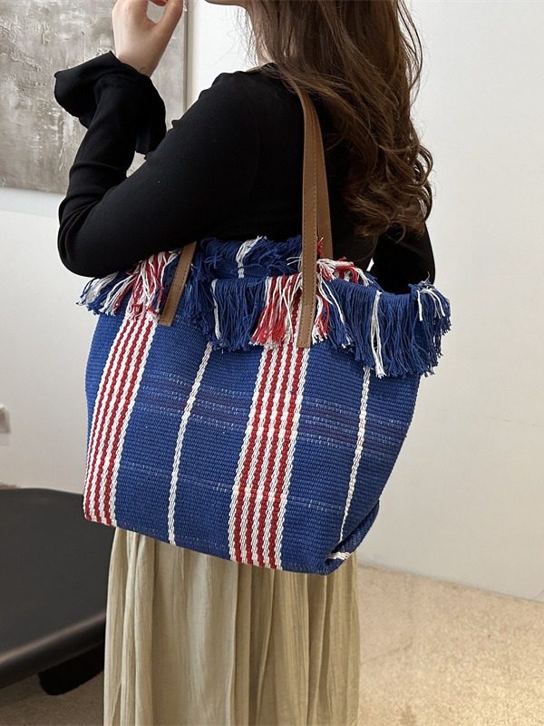 Canvas Fringe Large Capacity Tote Bag view 2
