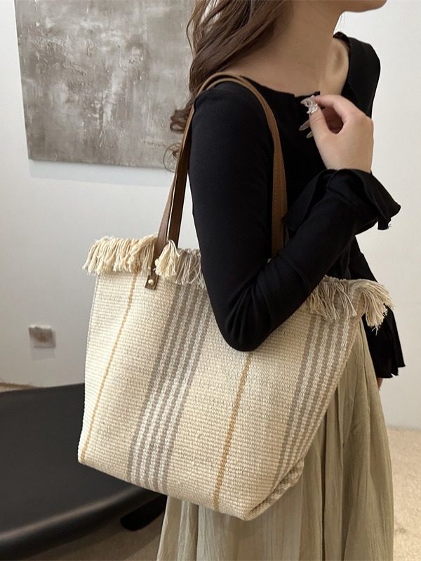 Canvas Fringe Large Capacity Tote Bag view 3