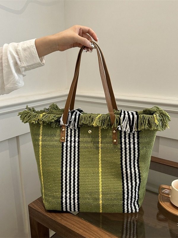 Canvas Fringe Large Capacity Tote Bag view 4
