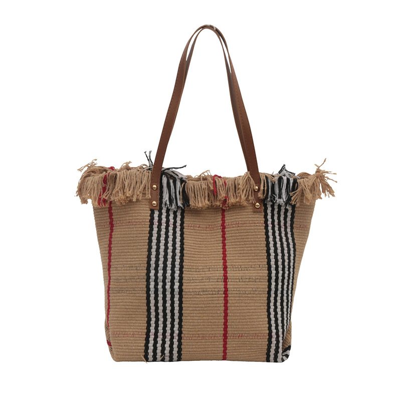 Canvas Fringe Large Capacity Tote Bag view 6