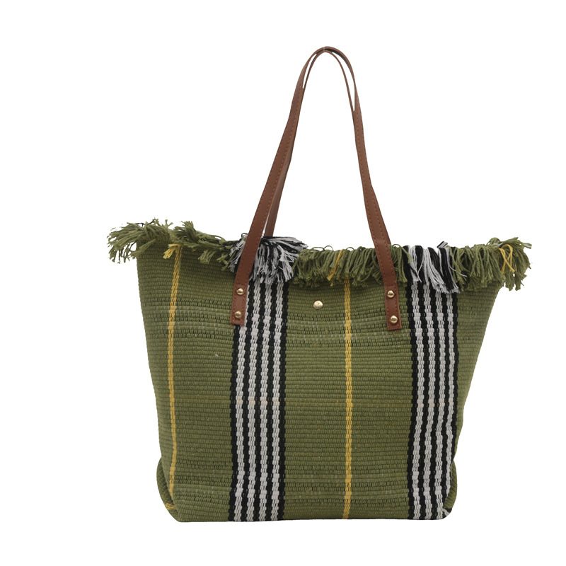 Canvas Fringe Large Capacity Tote Bag view 7