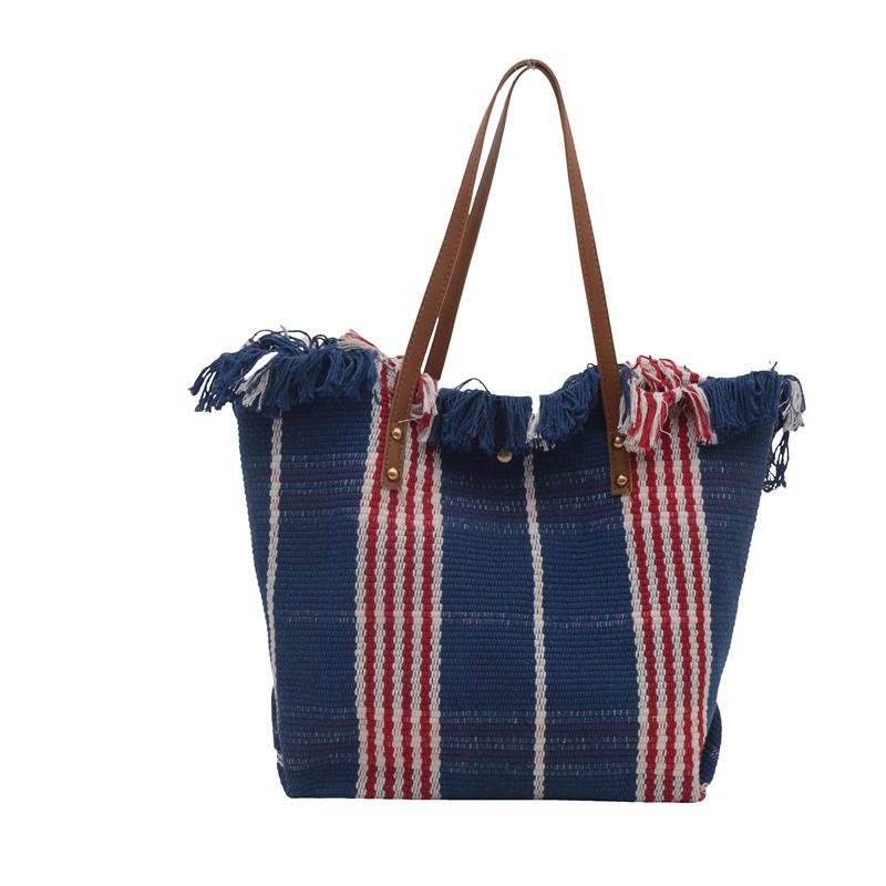 Canvas Fringe Large Capacity Tote Bag view 9