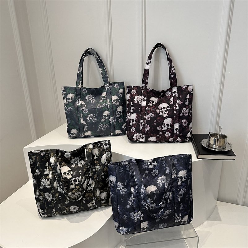 Skull Print Large Capacity Tote Bag