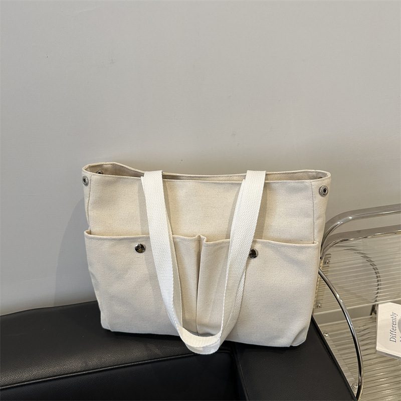 Tas Tote Kanvas Multi Kantong view 3