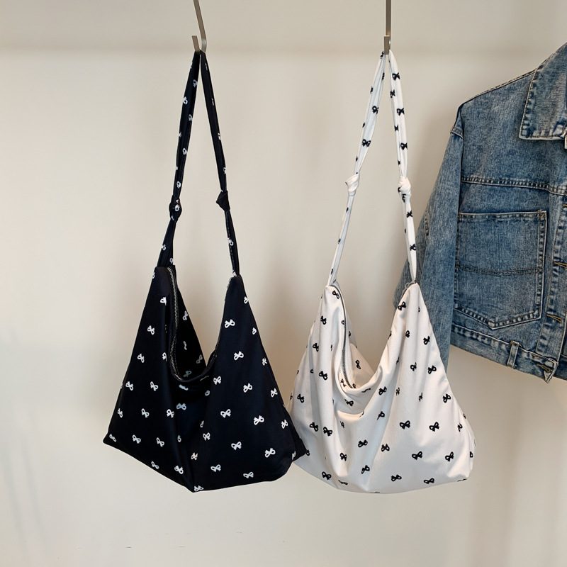 Bow Canvas Foldable Tote Bag