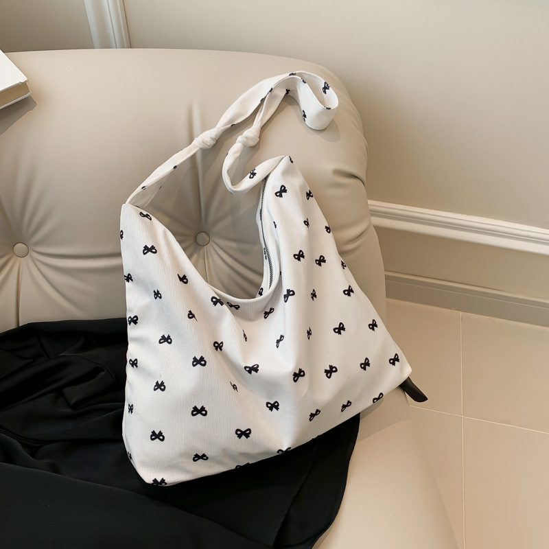 Bow Canvas Foldable Tote Bag view 4