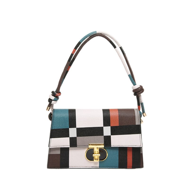 Color Block Plaid Large Capacity Tote Bag view 6