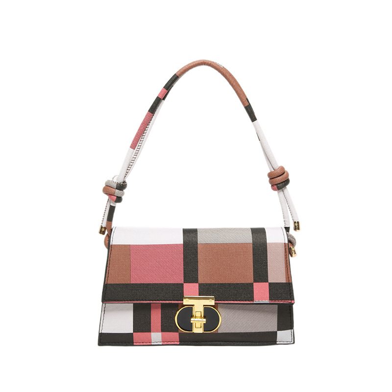 Color Block Plaid Large Capacity Tote Bag view 8