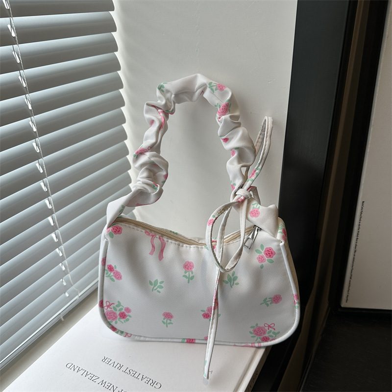 Nylon Floral Small Top-Handle Shoulder Bag view 2