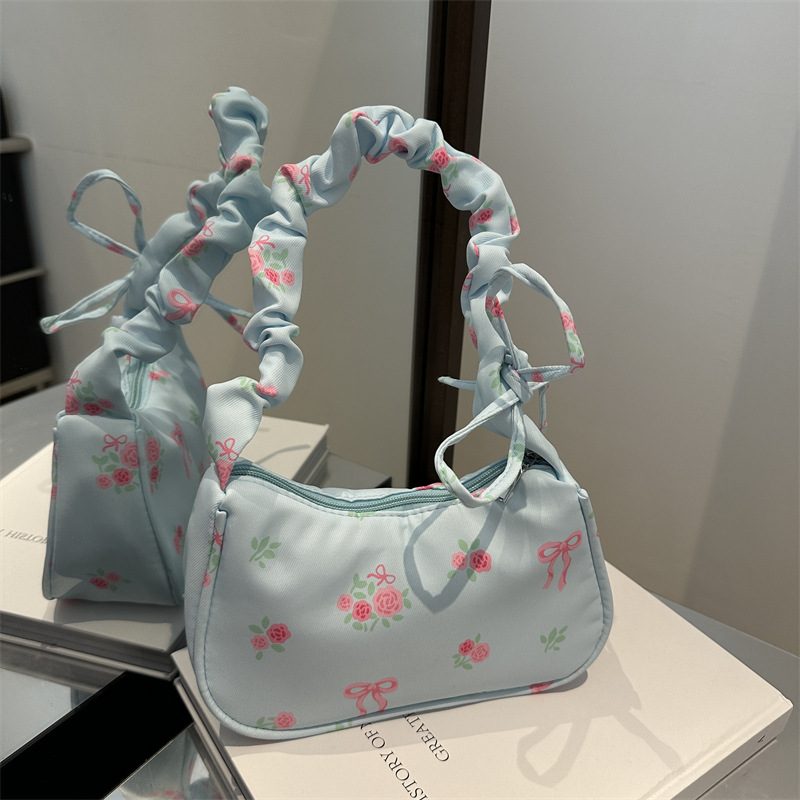 Nylon Floral Small Top-Handle Shoulder Bag view 3