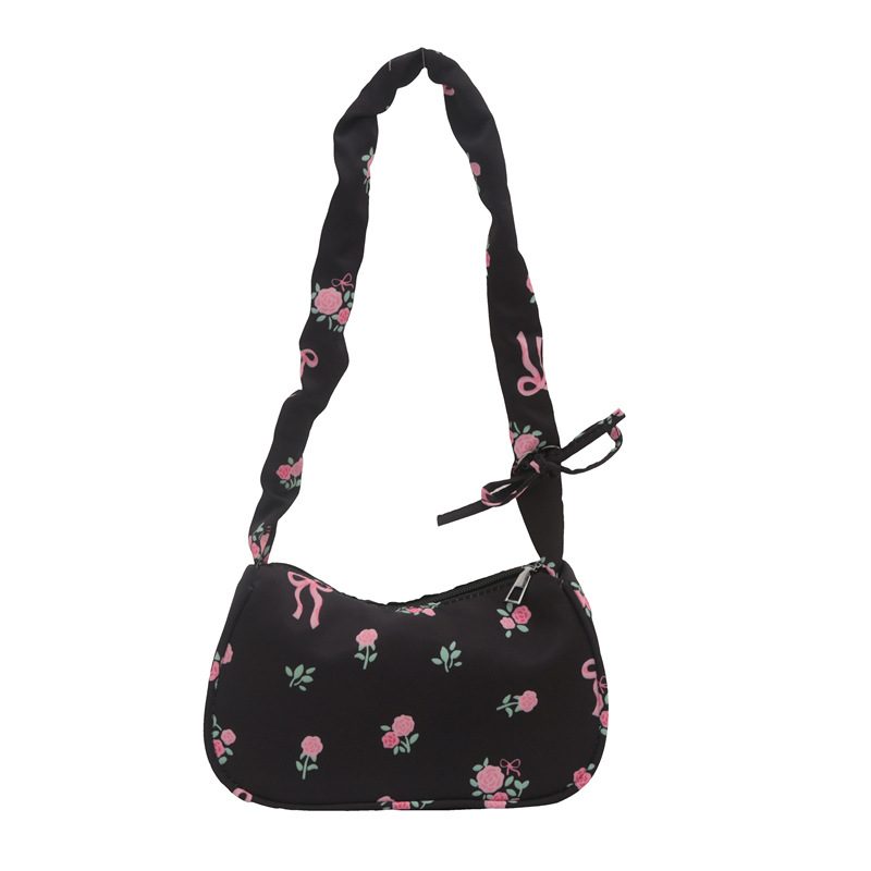Nylon Floral Small Top-Handle Shoulder Bag view 5