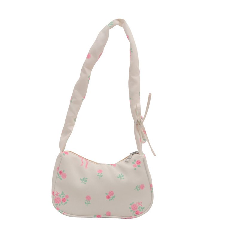 Nylon Floral Small Top-Handle Shoulder Bag view 7