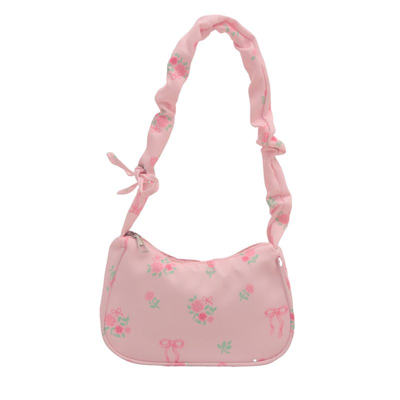 Nylon Floral Small Top-Handle Shoulder Bag view 9