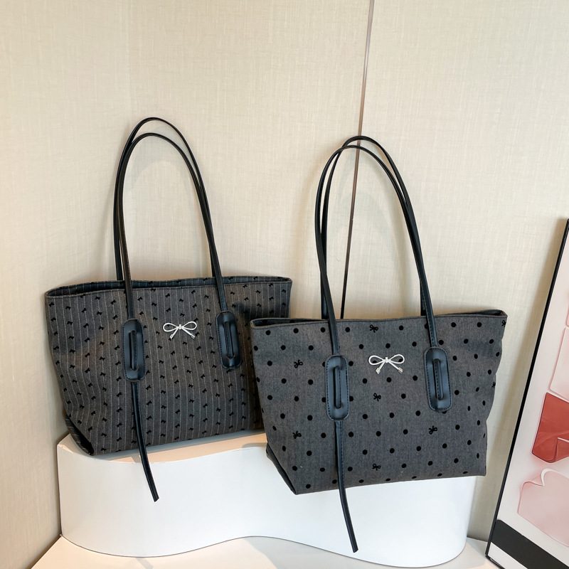 Polka Dot Bow Print Large Capacity Tote Bag