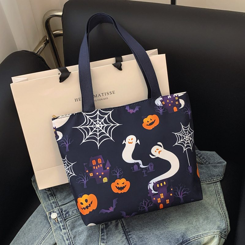 Halloween Ghost Pumpkin Large Tote Bag view 2