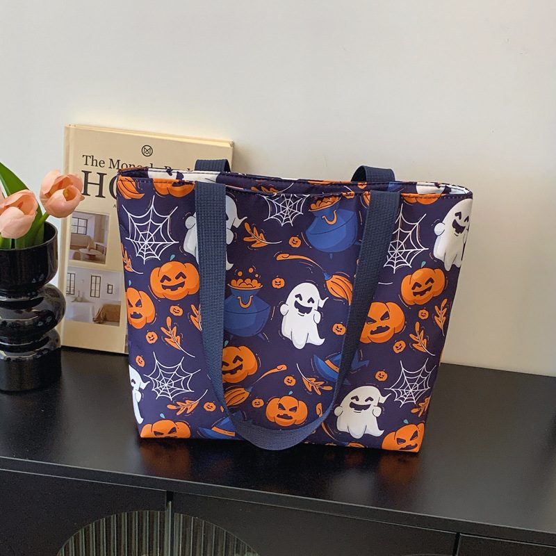Halloween Ghost Pumpkin Large Tote Bag view 3