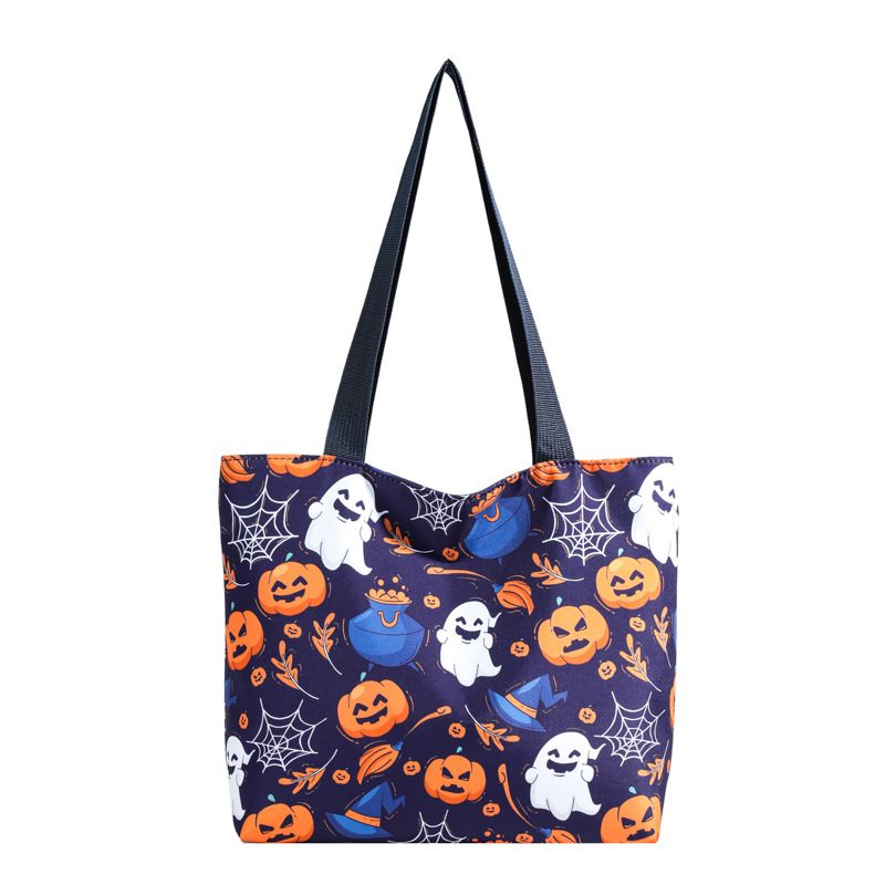 Halloween Ghost Pumpkin Large Tote Bag view 5