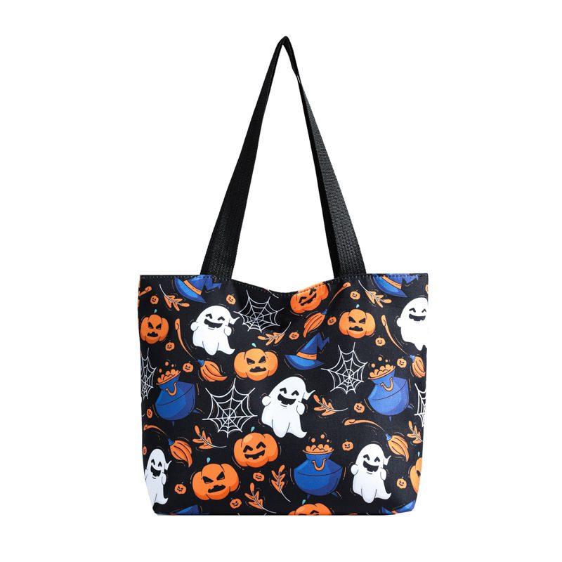 Halloween Ghost Pumpkin Large Tote Bag view 7