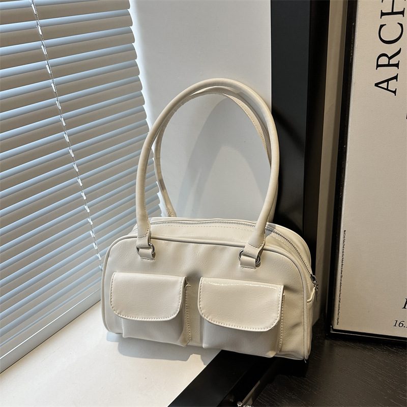 Double Pocket Glossy Top-Handle Tote Bag view 3