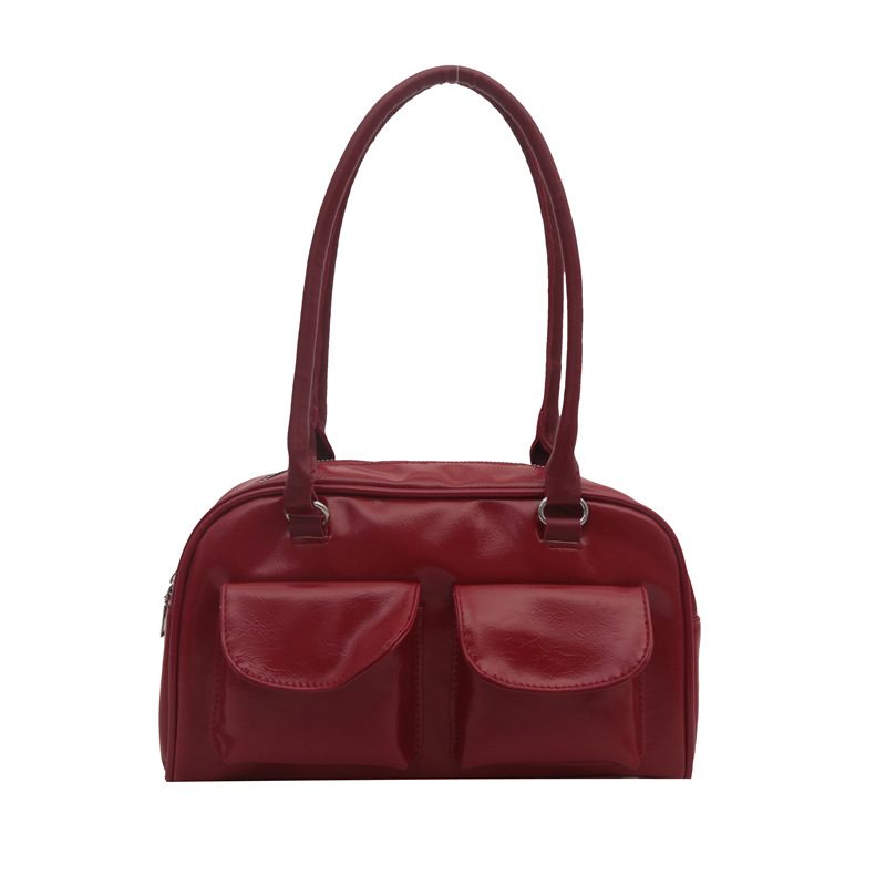 Double Pocket Glossy Top-Handle Tote Bag view 9