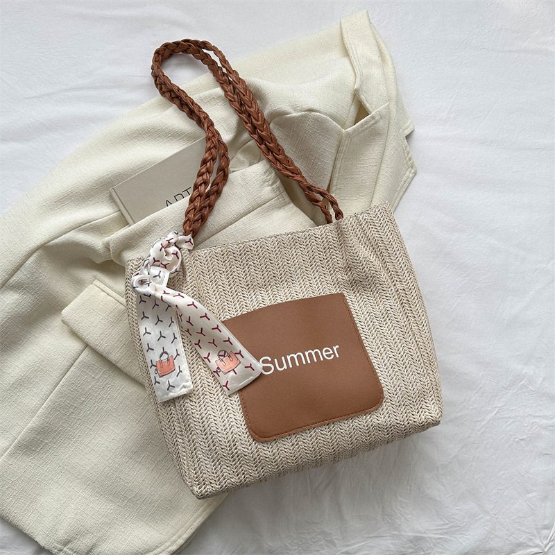 Colorblock Woven Scarf Top-Handle Tote Bag view 10