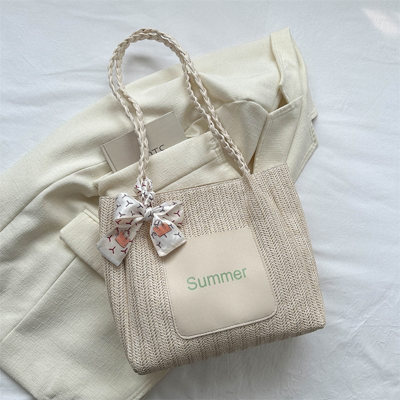 Colorblock Woven Scarf Top-Handle Tote Bag view 7