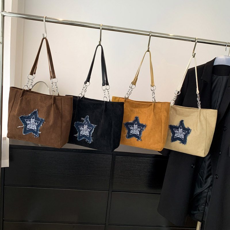 Suede Star Fringe Large Tote Bag