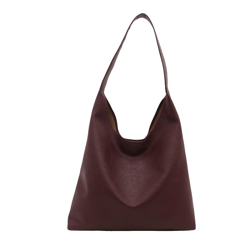 Soft Leather Solid Color Tote Bag view 10