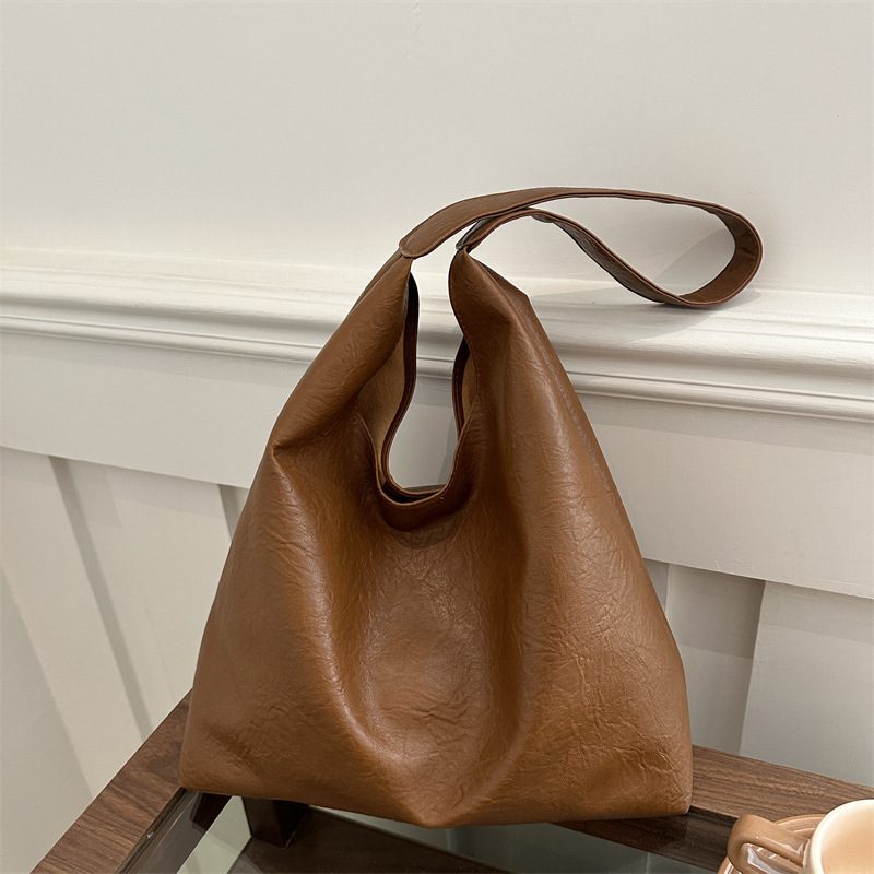 Soft Leather Solid Color Tote Bag view 2