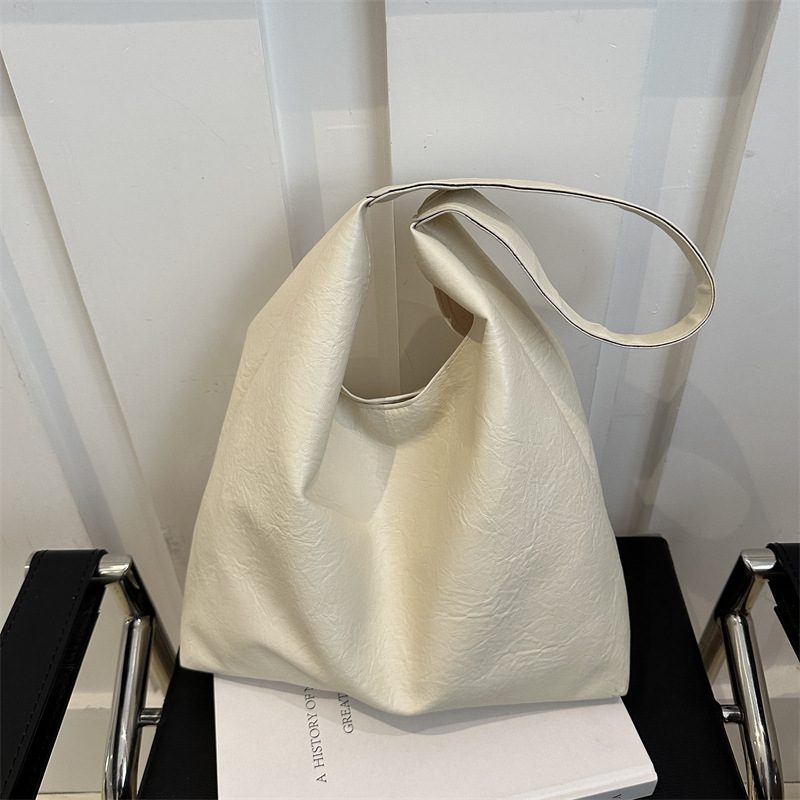 Soft Leather Solid Color Tote Bag view 3
