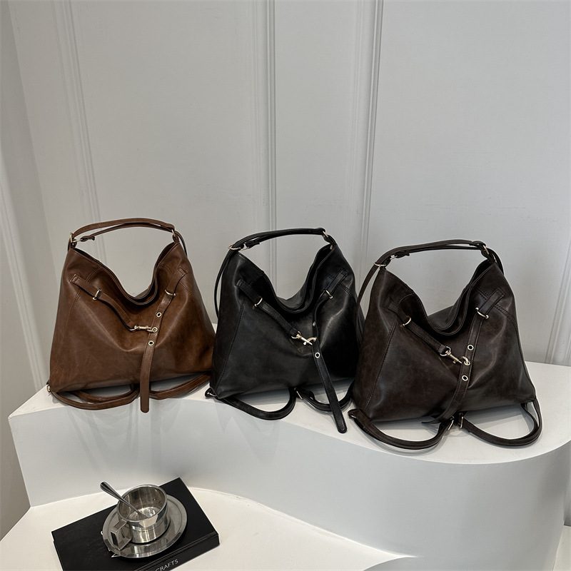 French Soft Leather Solid Tote Bag