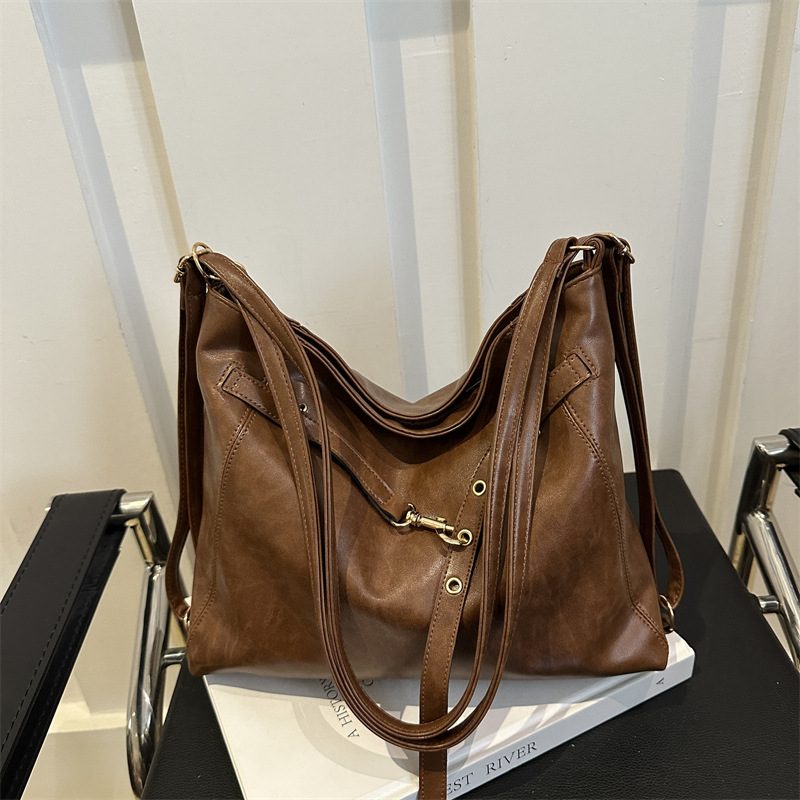 Tas Tote Solid Kulit Lembut Prancis view 3