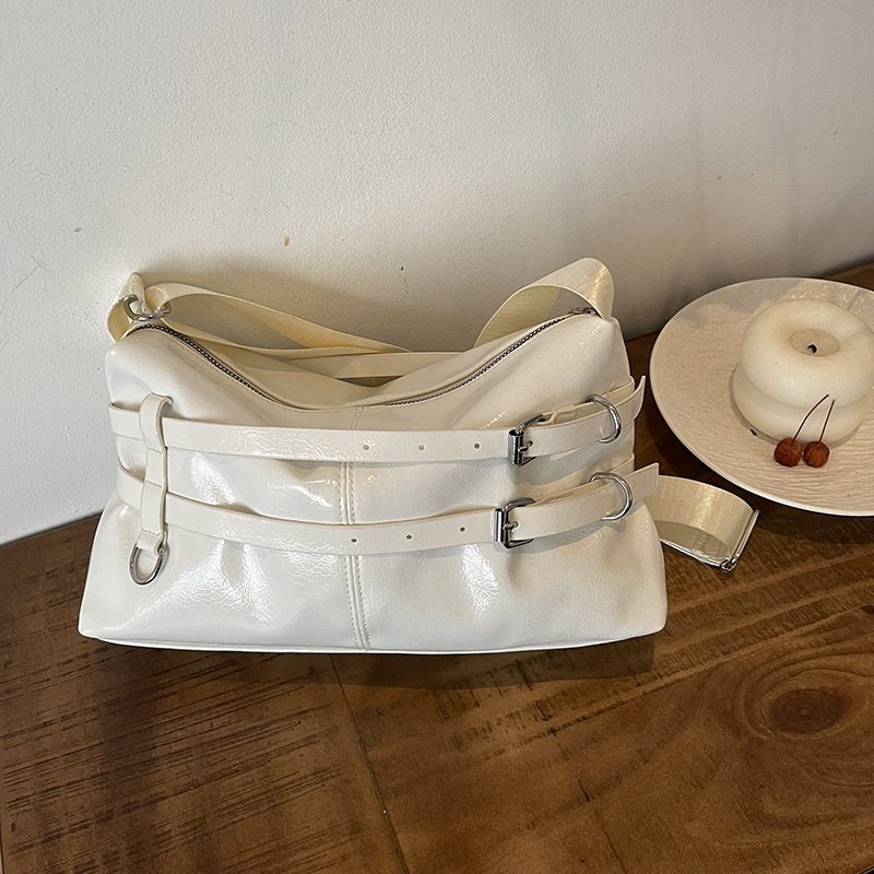 Pleated Belt Buckle Large Tote Bag view 3