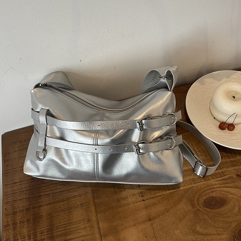 Pleated Belt Buckle Large Tote Bag view 4